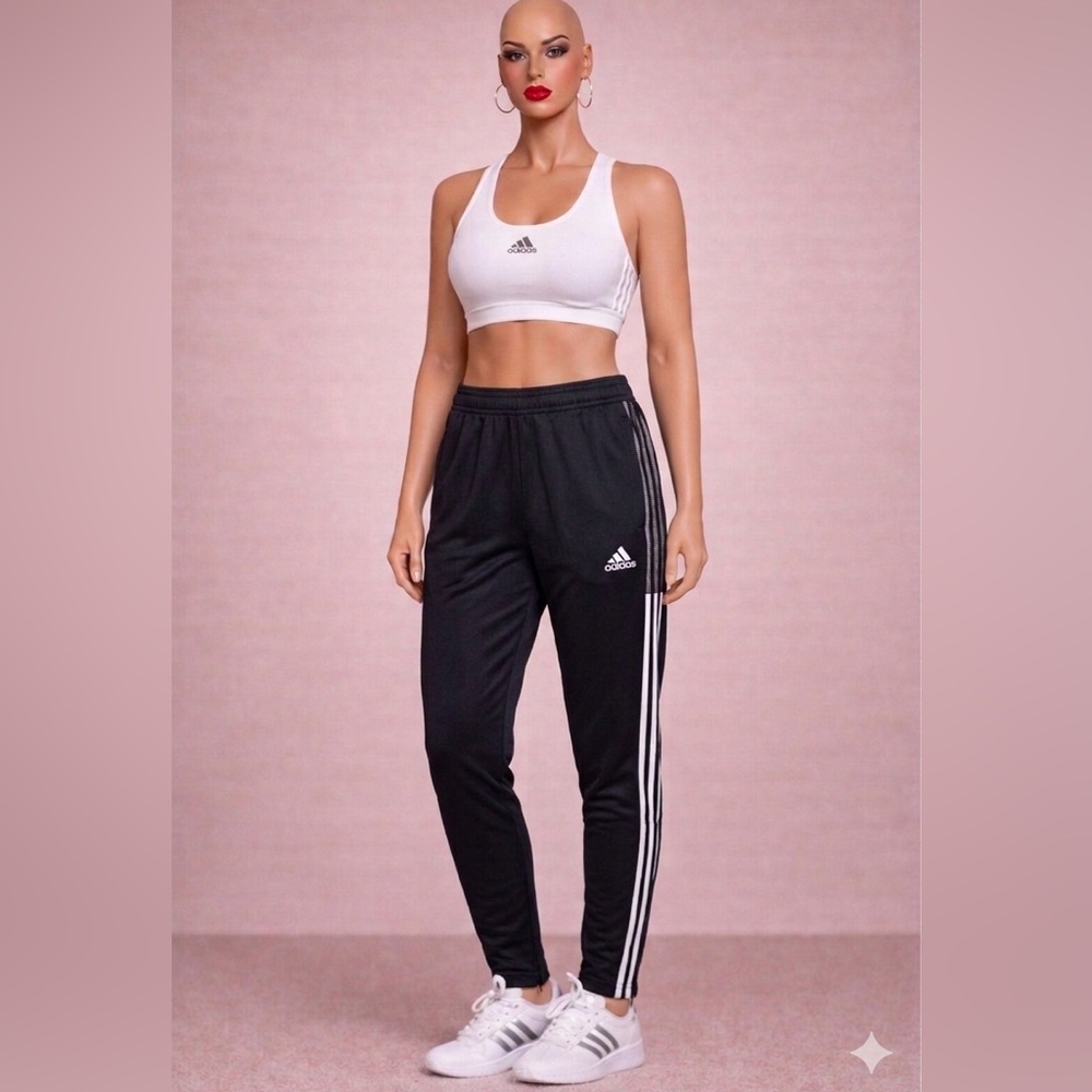 Adidas Tiro 21 Women’s Track Pants XS Black White 3-Stripe Mesh Ankle Zip NWT
